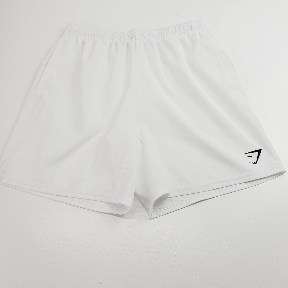 Gymshark White Athletic Shorts with Black Logo